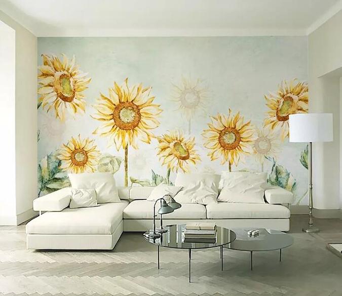 3D Sunflower 051 Wall Murals Wallpaper AJ Wallpaper 2 