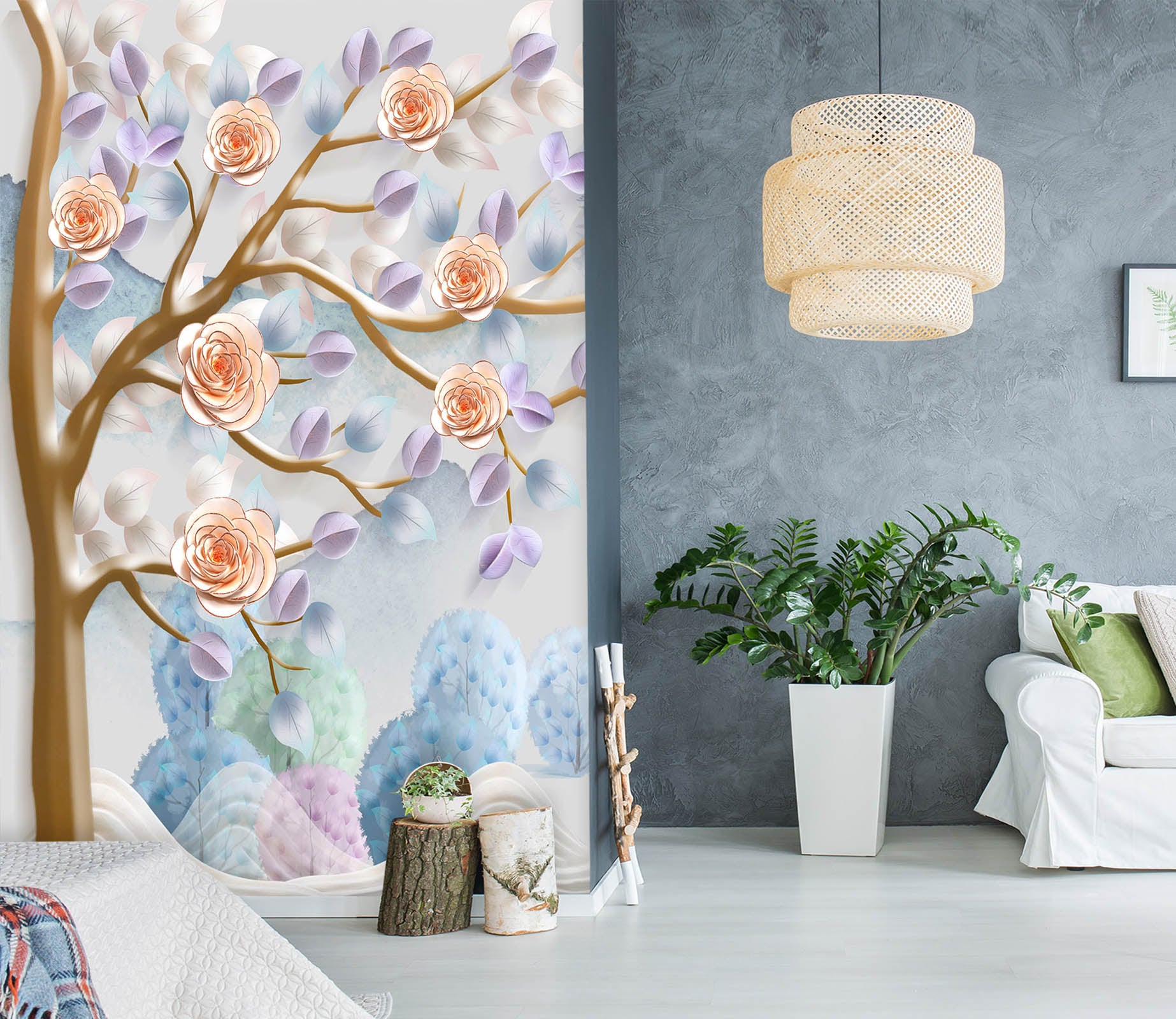 3D Forest Rose 1831 Wall Murals