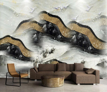 3D Gilt Dazzling Mountains 2032 Wall Murals