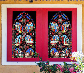 3D Church Belief 414 Window Film Print Sticker Cling Stained Glass UV Block