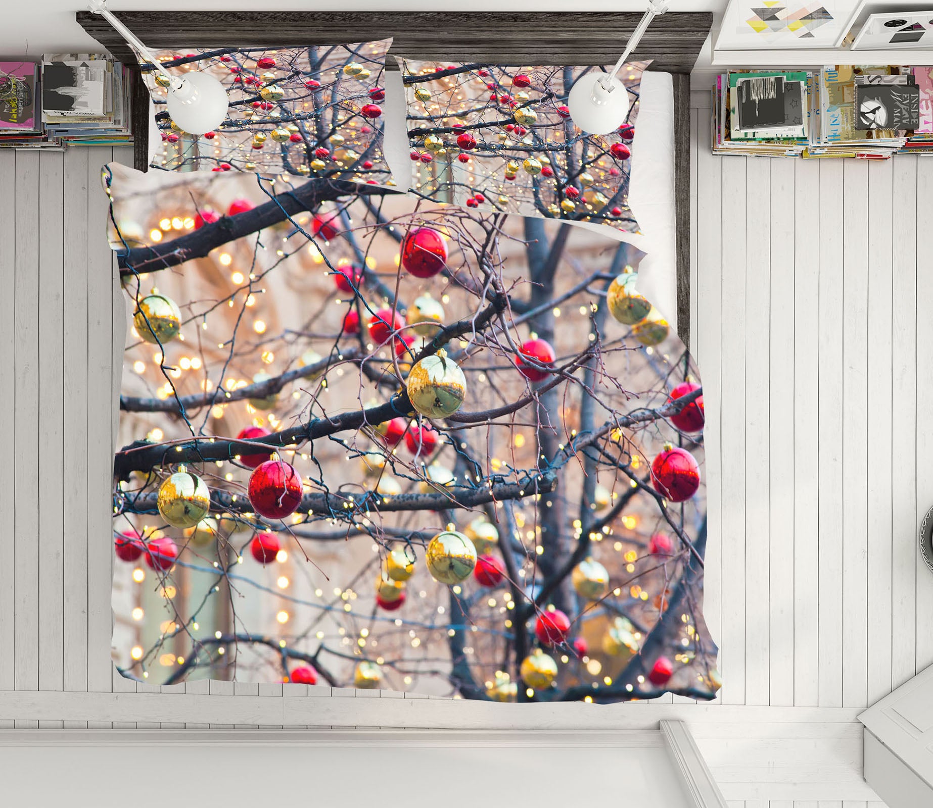 3D Red Yellow Ball 52250 Christmas Quilt Duvet Cover Xmas Bed Pillowcases