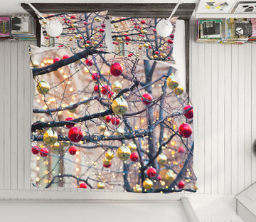 3D Red Yellow Ball 52250 Christmas Quilt Duvet Cover Xmas Bed Pillowcases