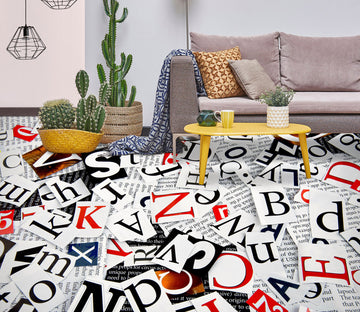 3D Black And Red Letters 1355 Floor Mural  Wallpaper Murals Self-Adhesive Removable Print Epoxy