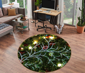 3D Branch Ball 56061 Christmas Round Non Slip Rug Mat Xmas