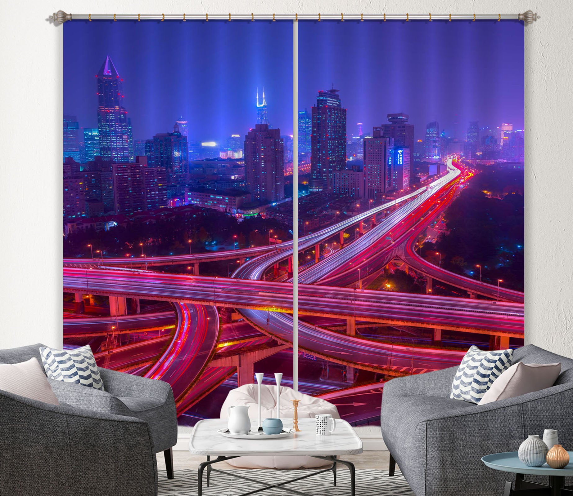 3D Pink Road 201 Marco Carmassi Curtain Curtains Drapes
