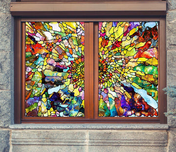 3D Block Rotation 059 Window Film Print Sticker Cling Stained Glass UV Block