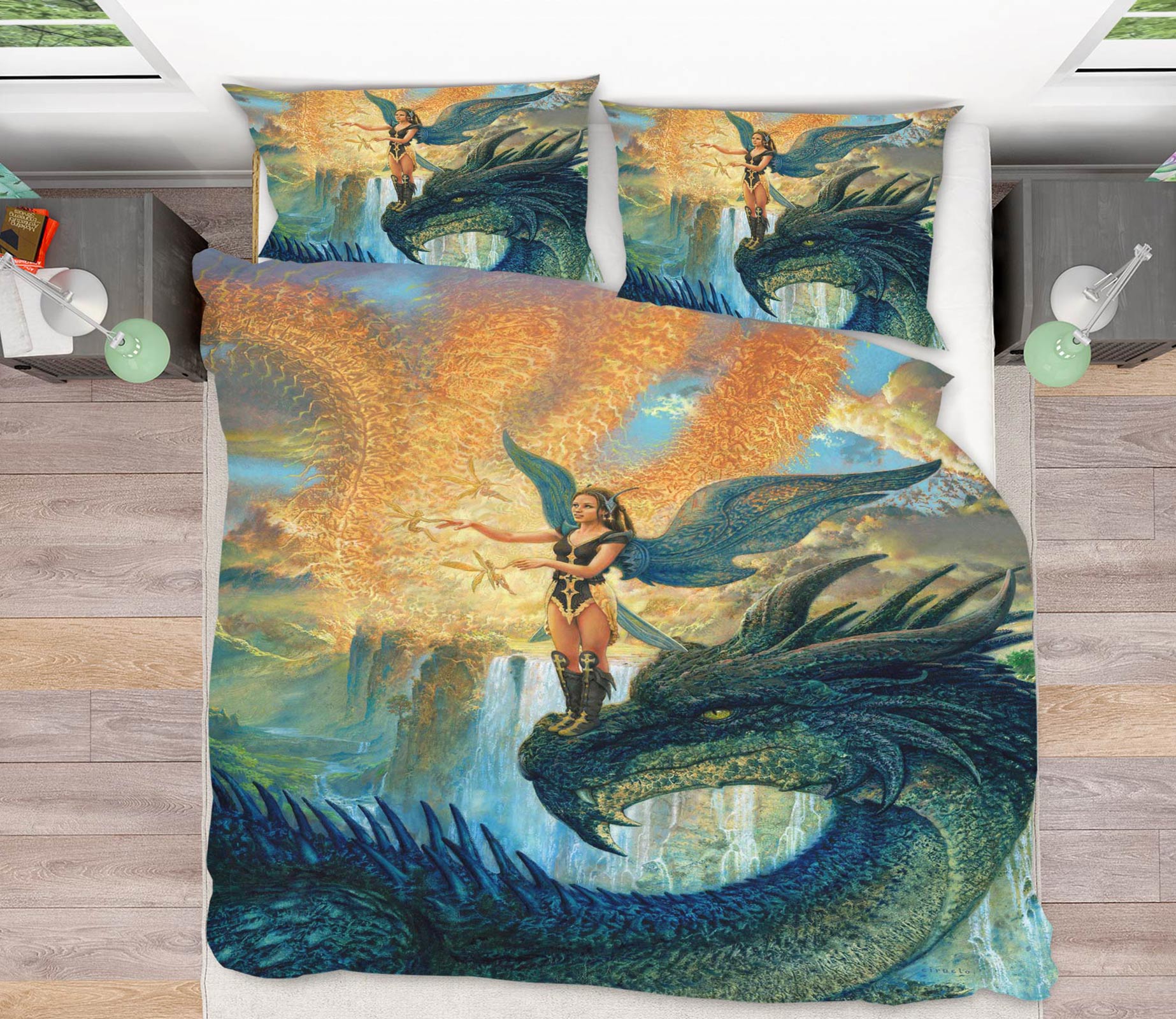 3D Dragon Elf Girl 7038 Ciruelo Bedding Bed Pillowcases Quilt
