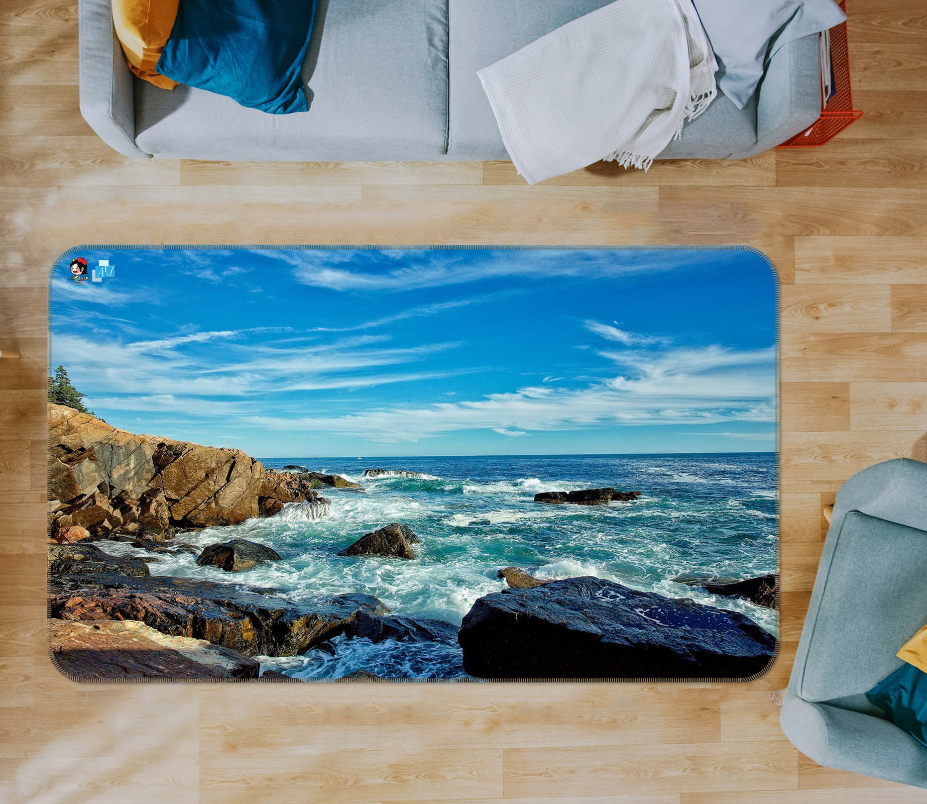 3D Seaside Reef 62199 Kathy Barefield Rug Non Slip Rug Mat