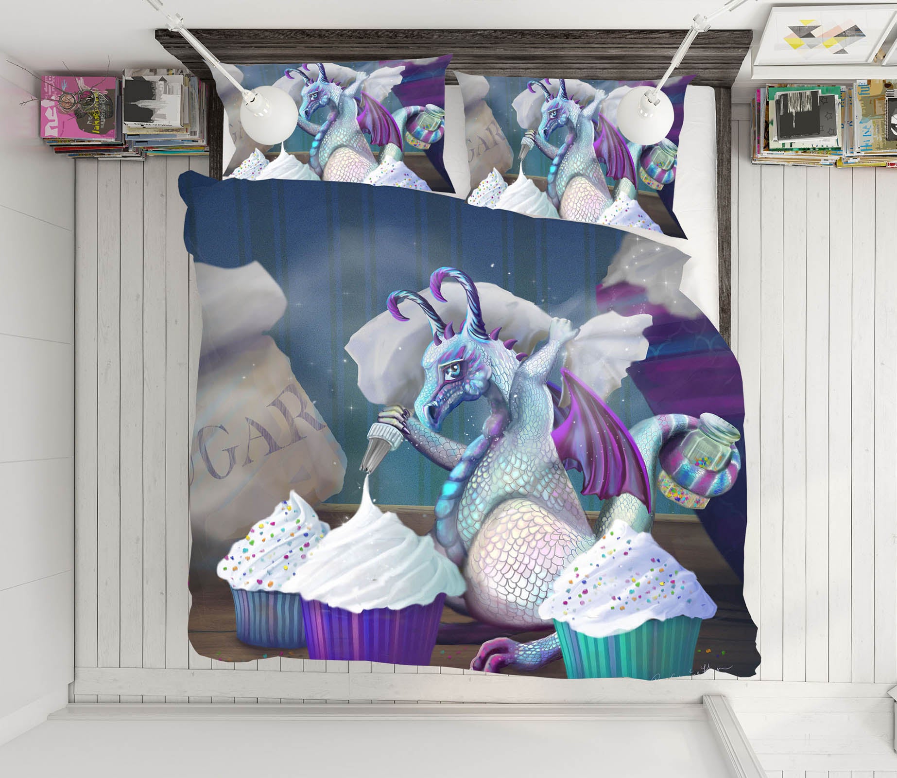 3D Cake Dragon 101 Rose Catherine Khan Bedding Bed Pillowcases Quilt