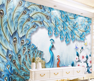 3D Peacock Flower WG255 Wall Murals