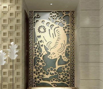3D Golden Cow WC285 Wall Murals