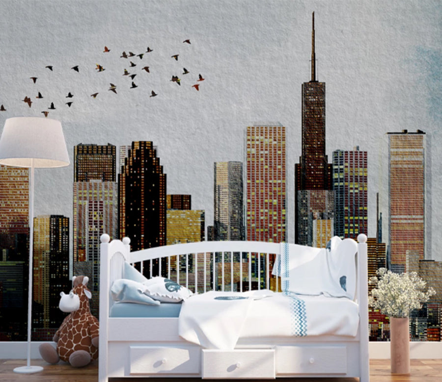 3D Urban Bird Flock WC2282 Wall Murals