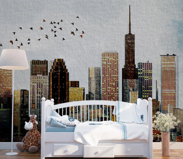 3D Urban Bird Flock WC2282 Wall Murals