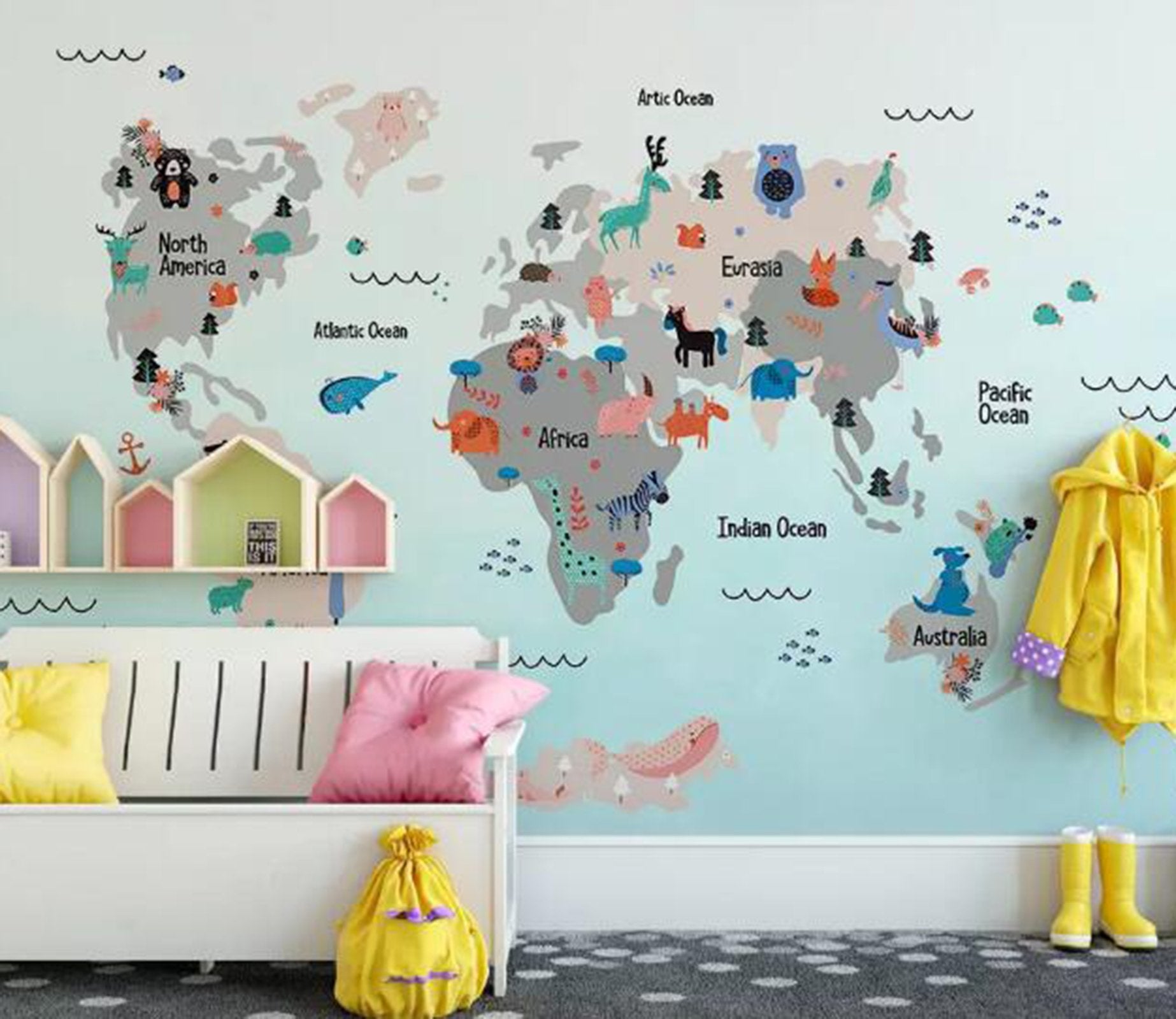 3D Animal Map WG03 Wall Murals Wallpaper AJ Wallpaper 2 