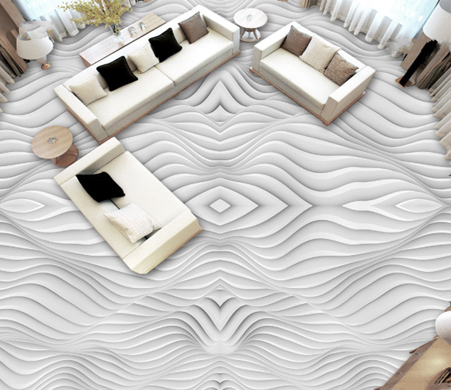 3D White Twists 192 Floor Mural  Self-Adhesive Sticker Bathroom Non-slip Waterproof Flooring Murals