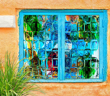 3D Blue Ice Cube 127 Window Film Print Sticker Cling Stained Glass UV Block