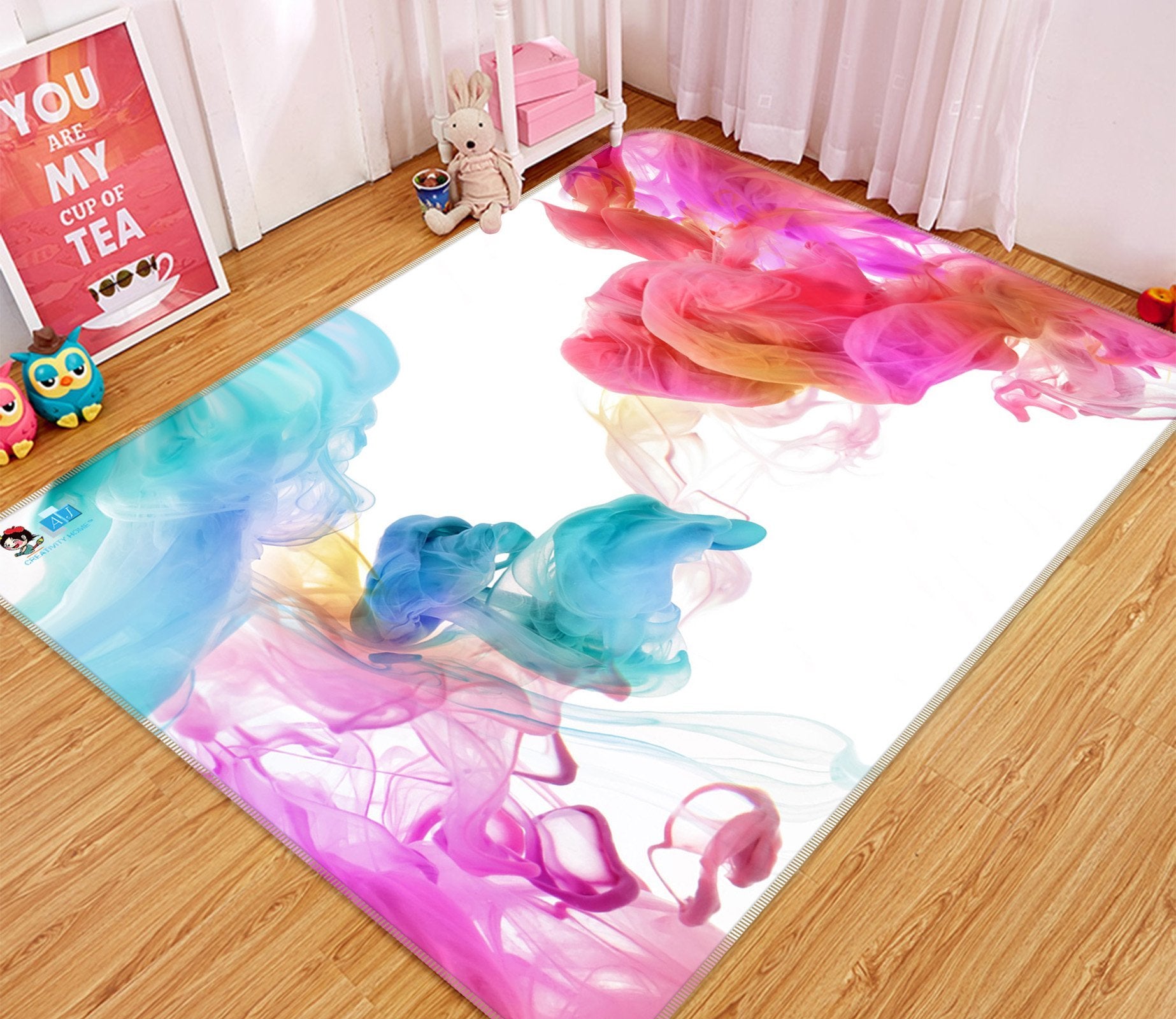 3D Two Color Gouache 4 Non Slip Rug Mat Mat AJ Creativity Home 