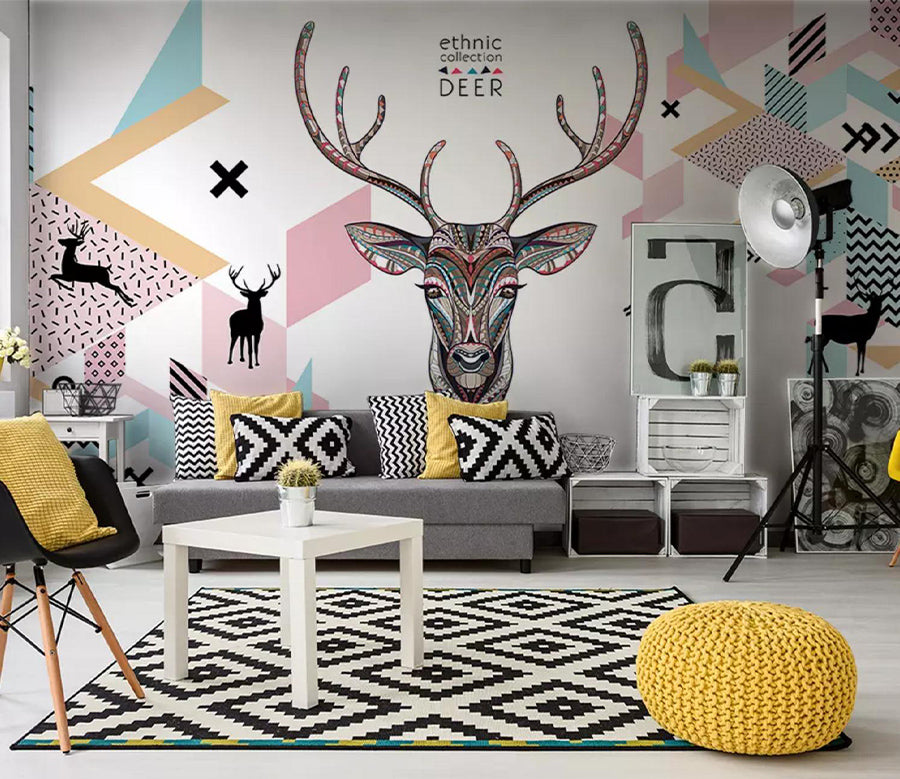 3D Totem Deer Head WC689 Wall Murals