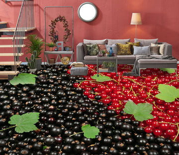 3D Red And Black Cherries 1407 Floor Mural  Wallpaper Murals Self-Adhesive Removable Print Epoxy