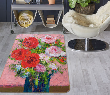 3D Vase Flowers 3007 Allan P. Friedlander Rug Non Slip Rug Mat