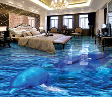 3D Ocean Dolphin 384 Floor Mural  Wallpaper Murals Rug & Mat Print Epoxy waterproof bath floor
