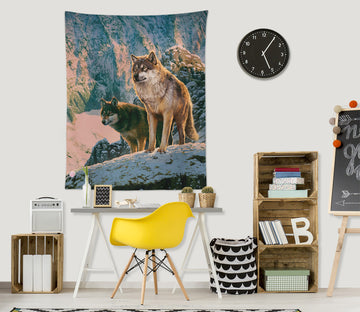 3D Snow Mountain Wolf 11754 Vincent Tapestry Hanging Cloth Hang