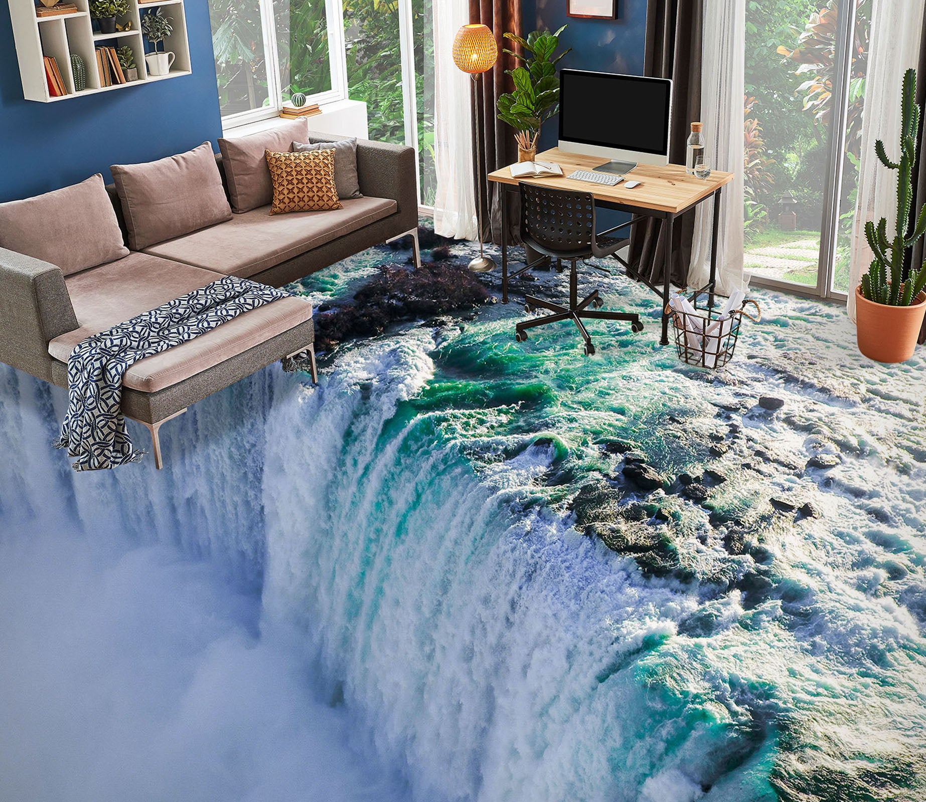 3D Icy Waterfall 836 Floor Mural  Wallpaper Murals Rug & Mat Print Epoxy waterproof bath floor