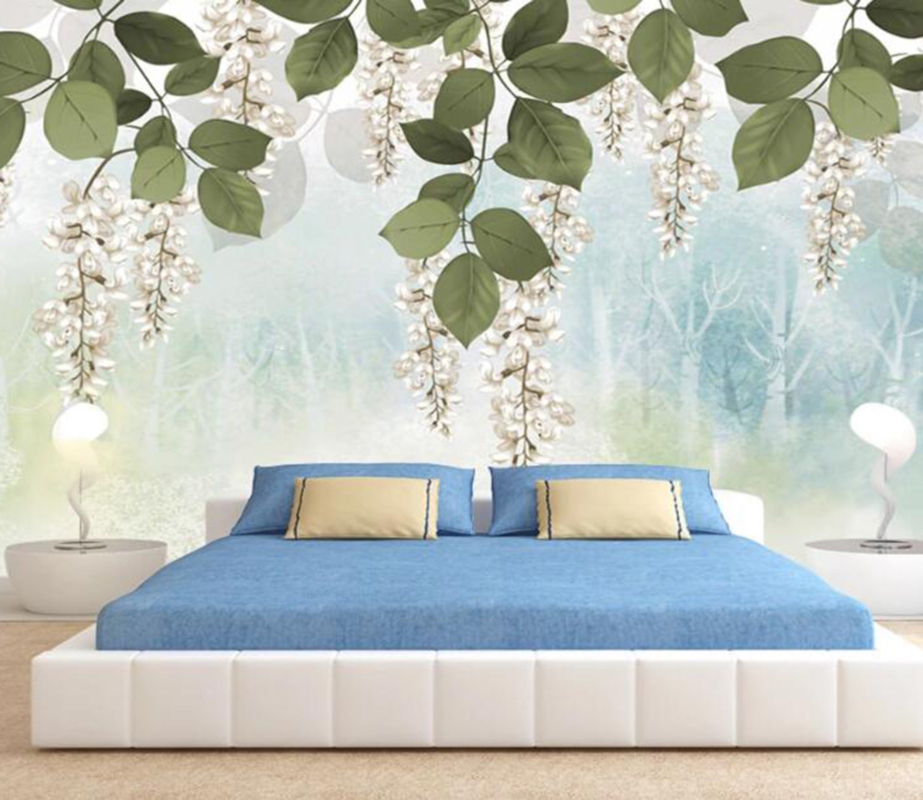 3D Green Leaf WC01 Wall Murals Wallpaper AJ Wallpaper 2 