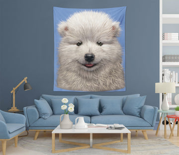 3D White Dog 11728 Vincent Tapestry Hanging Cloth Hang