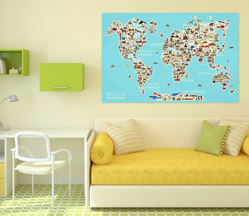 3D Land Distribution 283 World Map Wall Sticker