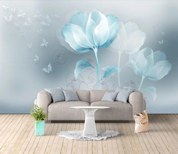 3D Blue Flower WC1279 Wall Murals