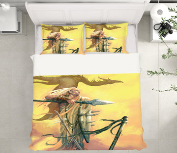 3D Long Hair Sword Warrior Dragon 6214 Ciruelo Bedding Bed Pillowcases Quilt