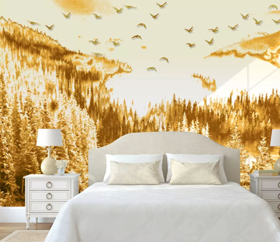 3D Golden Forest 2102 Wall Murals