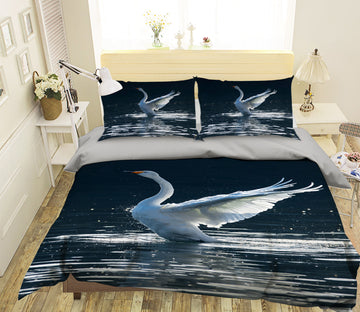 3D Swan Wings 019 Bed Pillowcases Quilt