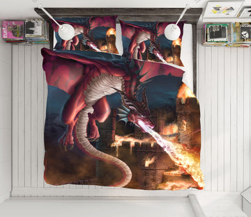 3D Dragon Fly Flame 4064 Tom Wood Bedding Bed Pillowcases Quilt