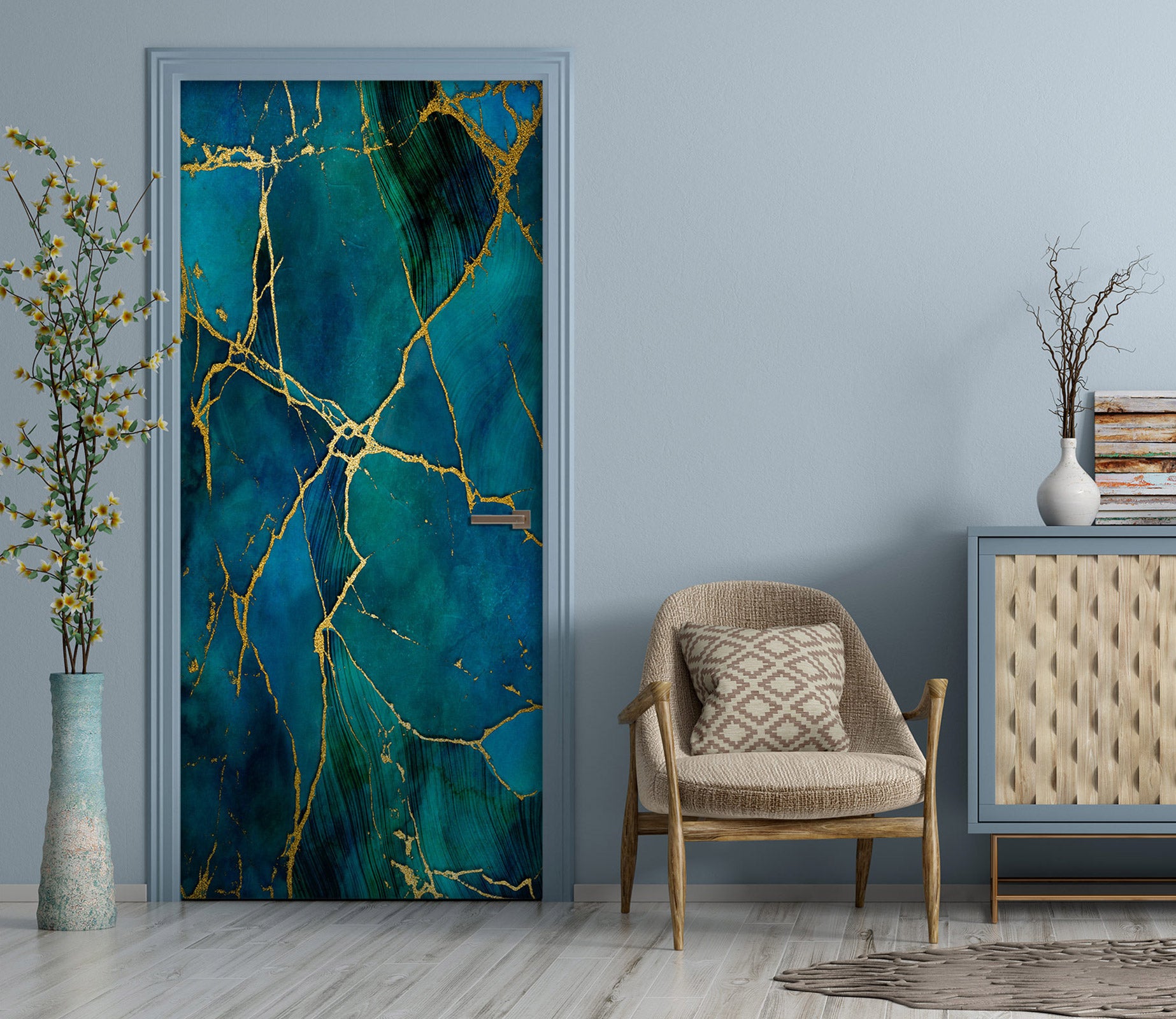 3D Green Marbled Gold Crack 10298 Andrea Haase Door Mural