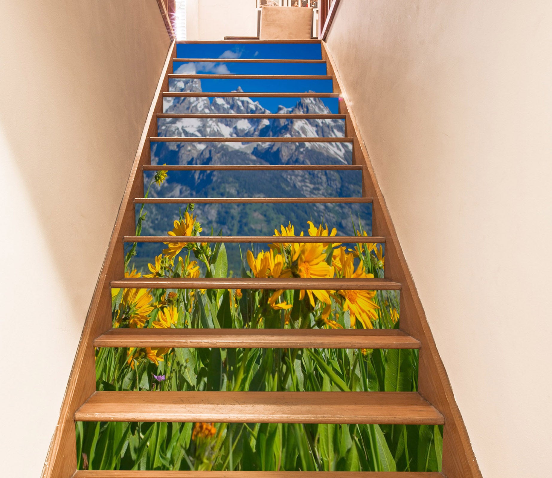 3D Snow Mountain Flower Bush 98226 Kathy Barefield Stair Risers