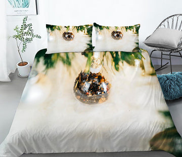 3D Golden Ball 32109 Christmas Quilt Duvet Cover Xmas Bed Pillowcases