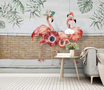 3D Red Flamingo WC1145 Wall Murals