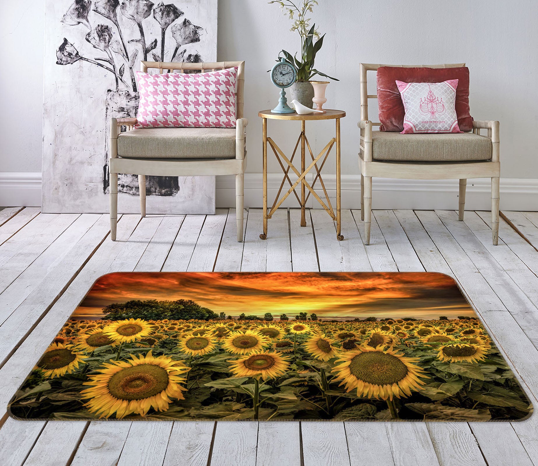 3D Sunflower Estate 1168 Marco Carmassi Rug Non Slip Rug Mat