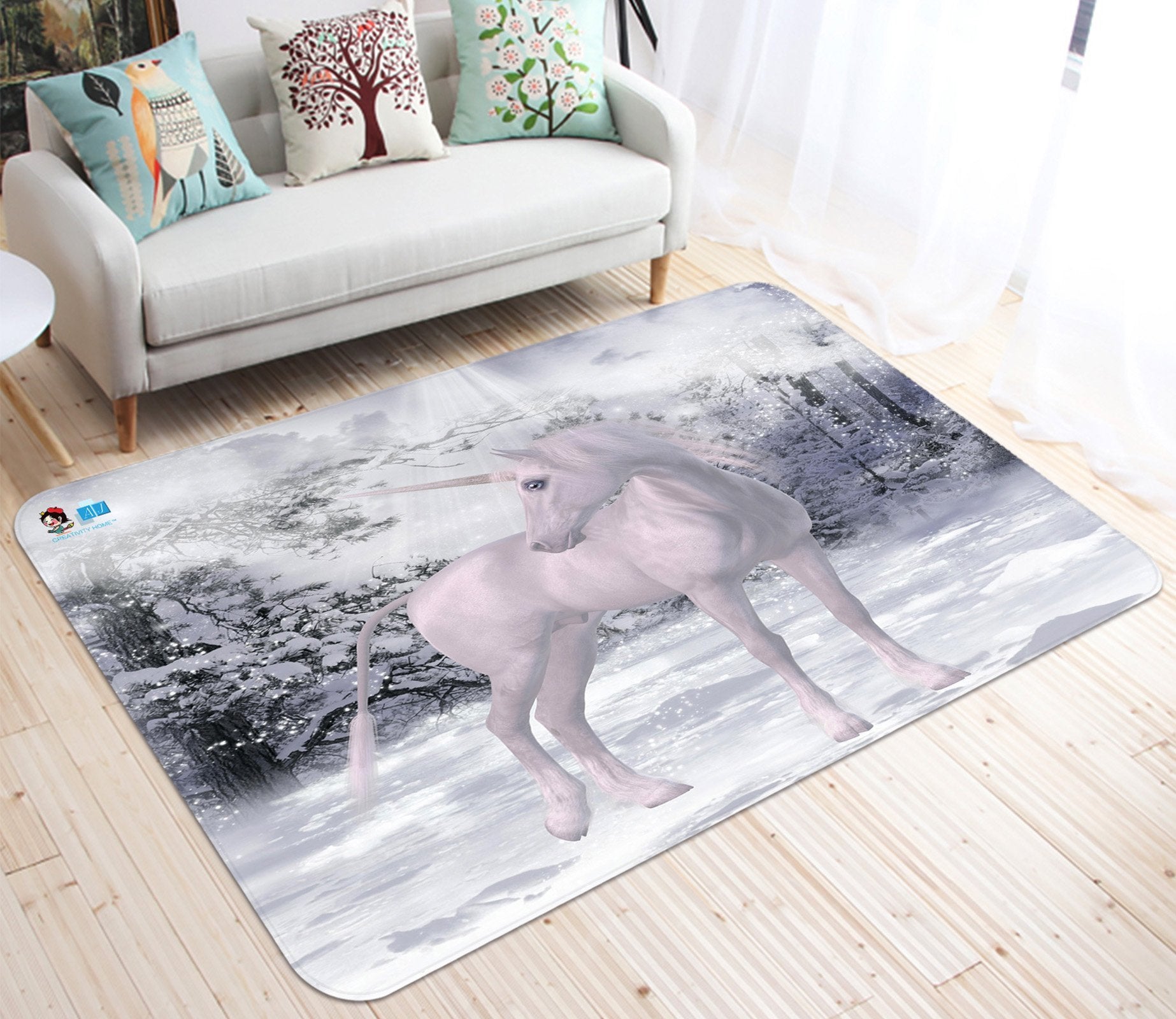 3D Unicorn Looks Back 83 Non Slip Rug Mat Mat AJ Creativity Home 