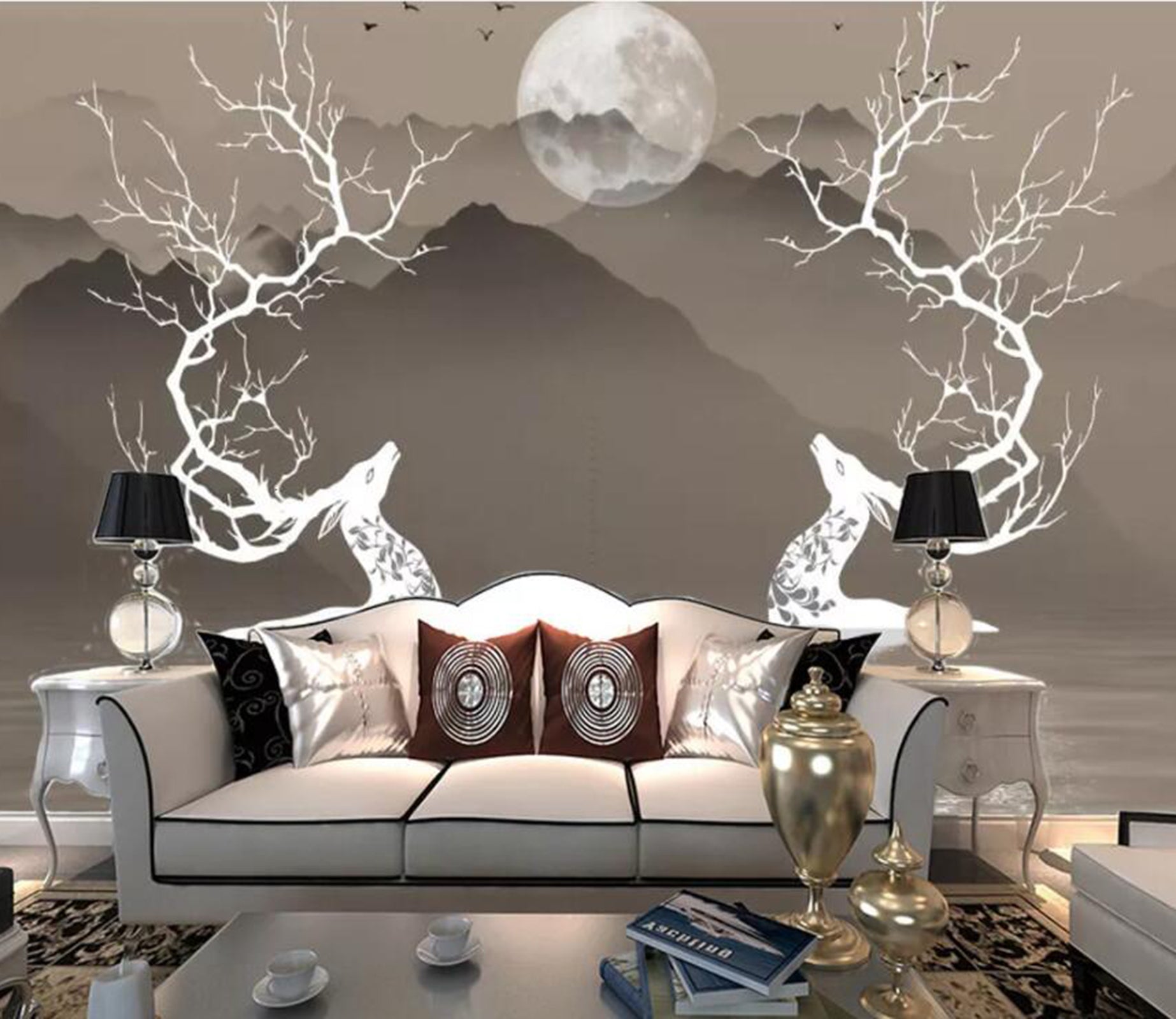 3D Elk Moon WC35 Wall Murals Wallpaper AJ Wallpaper 2 