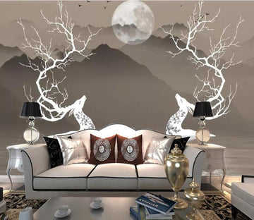 3D Elk Moon WC35 Wall Murals Wallpaper AJ Wallpaper 2 