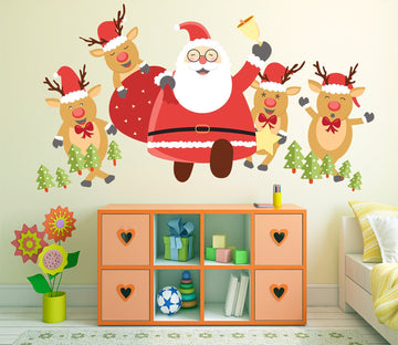 3D Deer Fat Santa Claus 20 Wall Stickers Wallpaper AJ Wallpaper 