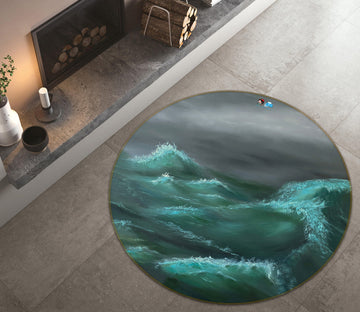 3D Waves 9746 Marina Zotova Rug Round Non Slip Rug Mat