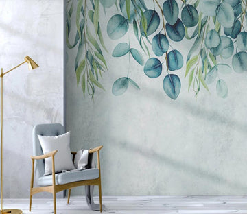 3D Blue Flaky Leaves 2282 Wall Murals