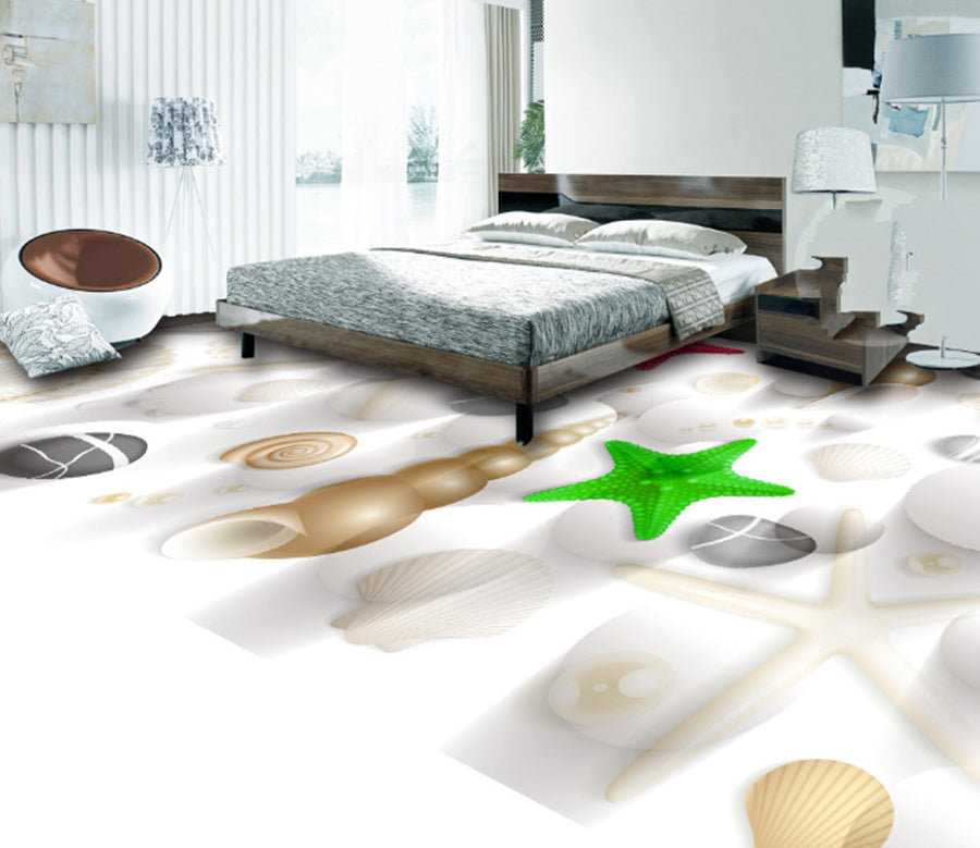 3D Starfish Shell 402 Floor Mural  Wallpaper Murals Rug & Mat Print Epoxy waterproof bath floor