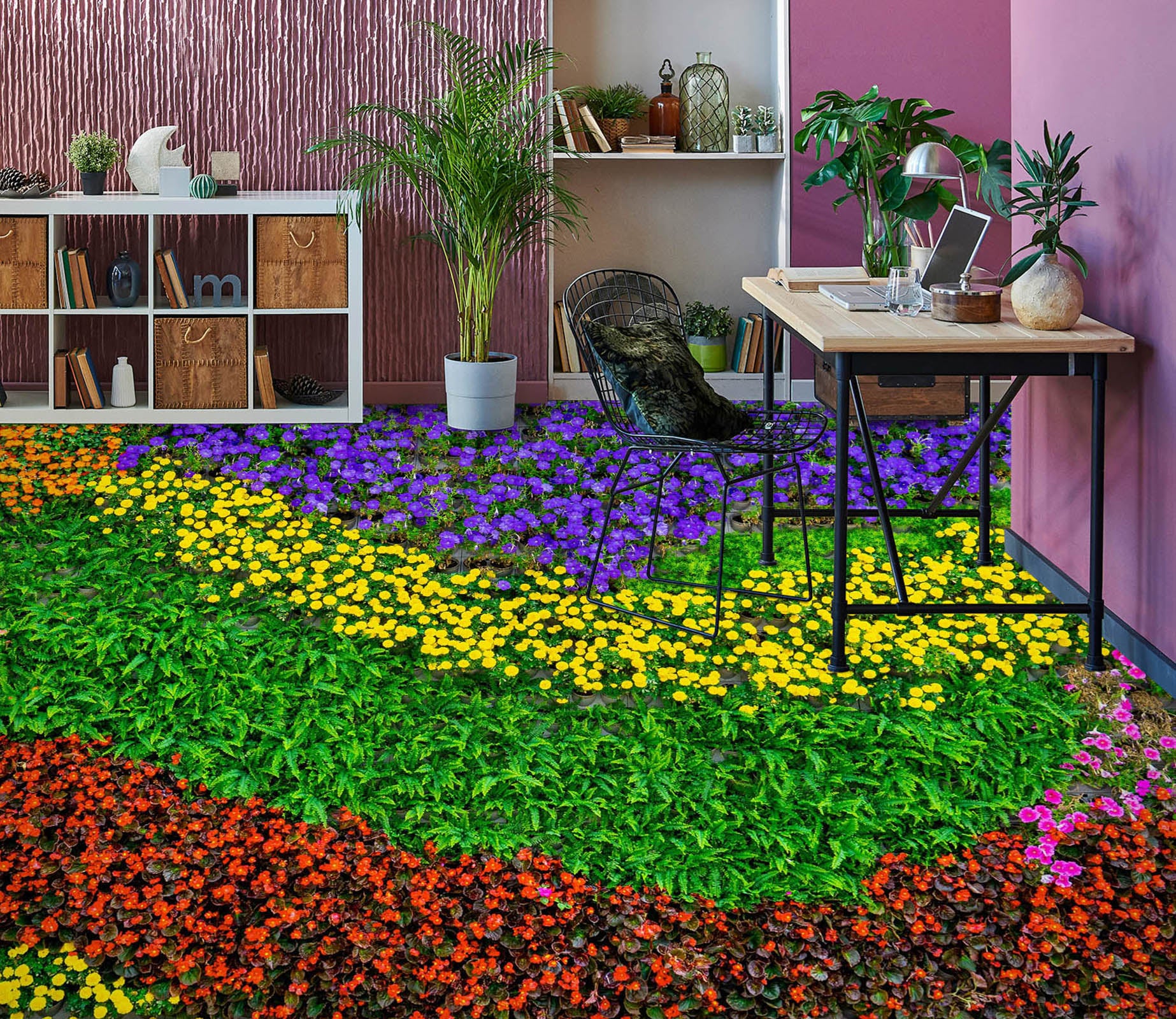 3D Four Kinds Of Flowers 963 Floor Mural  Wallpaper Murals Self-Adhesive Removable Print Epoxy