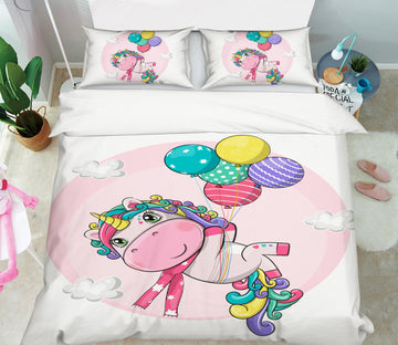 3D Colorful Balloon Unicorn 67008 Bed Pillowcases Quilt