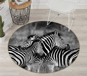 3D Zebra 112 Animal Round Non Slip Rug Mat Mat AJ Creativity Home 